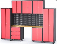 Комплект металлической гаражной мебели 11 пр. 460х2180х3330мм (шкаф навесной двухстворчатый 1 полка: 300х660х760-3шт, шкаф напольный двухстворчатый 3_Rock FORCE