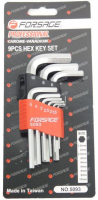 Набор ключей 6-гранных Г-образных 9пр. (1.5, 2, 2.5, 3-6, 8, 10мм)в пластиковом держателеForsage_Forsage
